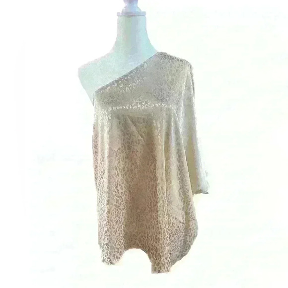 One Shoulder Leopard Satin Blouse - Picture 1 of 3